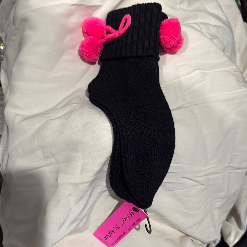 Betsey Johnson Black and Pink Hosiery Accessories